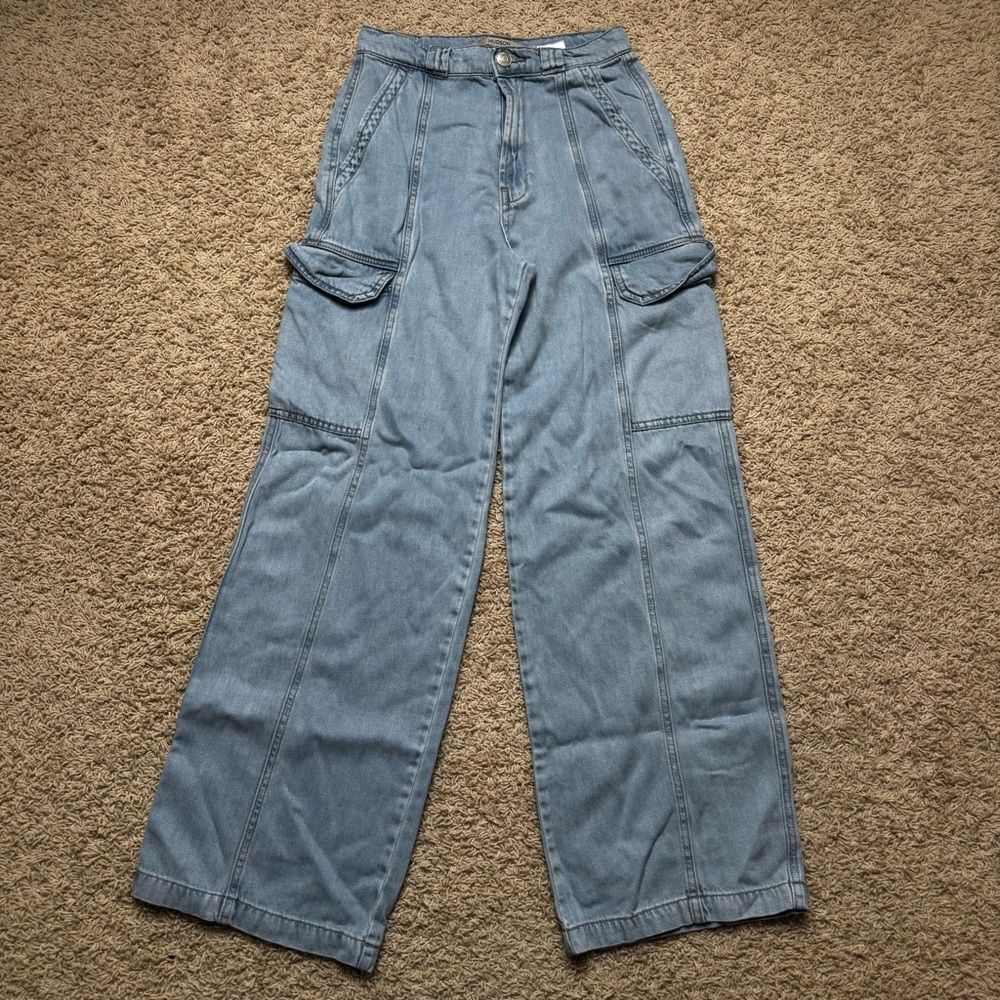 Hudson Jeans Wide Leg Denim Light Wash Jeans Cargo Denim Size 25